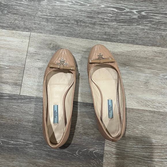 Prada Beige Quilted Leather Nude Ballet Flats EU Size 36 - Picture 5 of 5